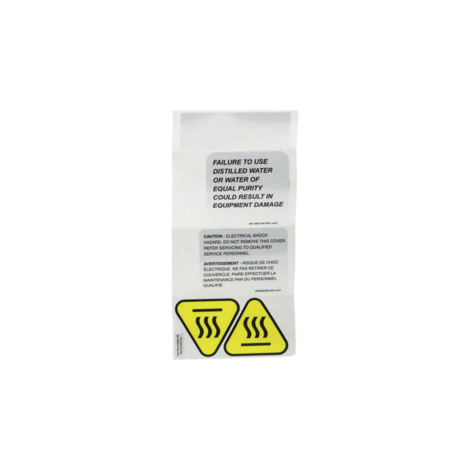 KIT - DISTILLED WATER AND HOT SURFACE LABEL